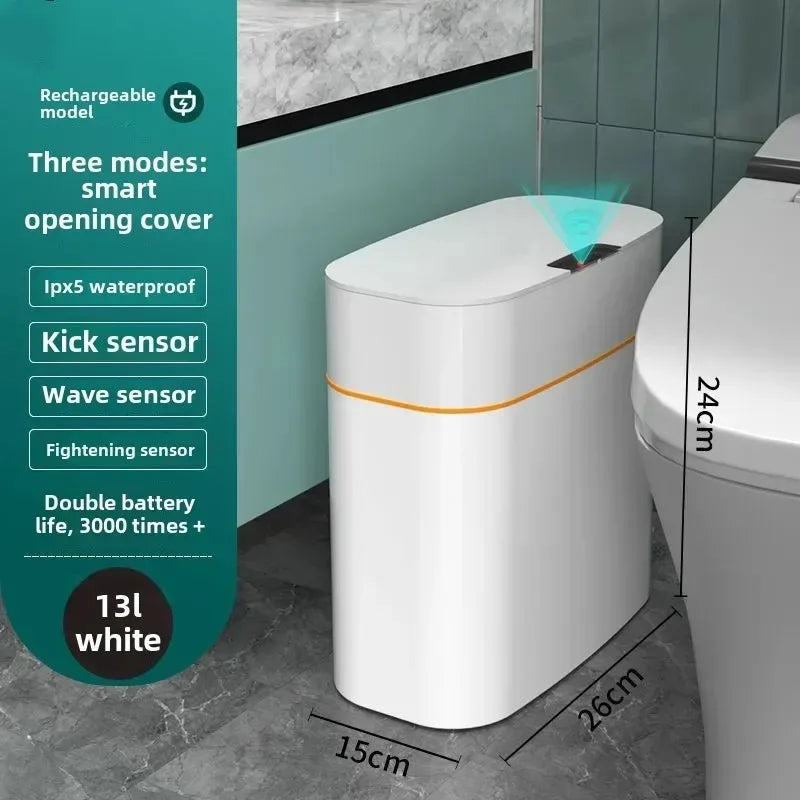Smart trash can in use
