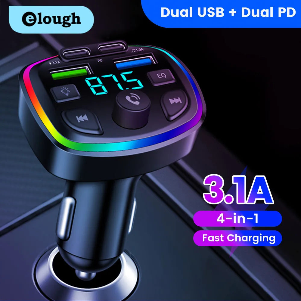 Car Charger Wireless Bluetooth FM Transmitter Hands-Free Calling Radio Receiver Mp3 Music Stereo Adapter Dual USB Port Charger