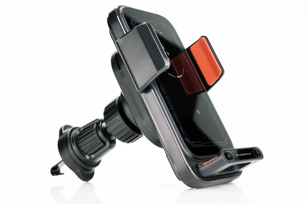 Car Phone Charger Phone Holder 15W Wireless & Wired Charger Auto Sensing One-Touch Release and Rotation Qi FCC ROHS Certified