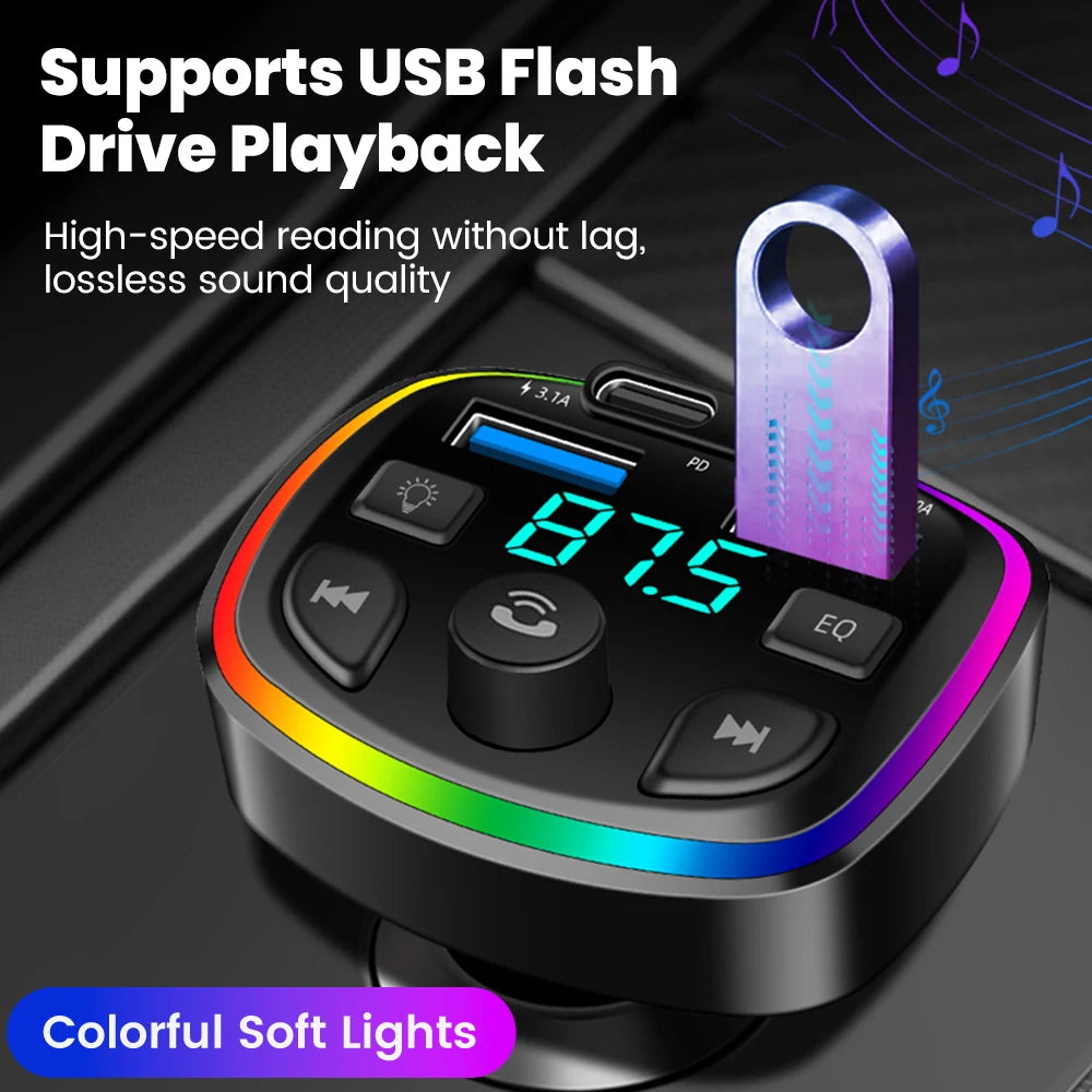 Car Charger Wireless Bluetooth FM Transmitter Hands-Free Calling Radio Receiver Mp3 Music Stereo Adapter Dual USB Port Charger